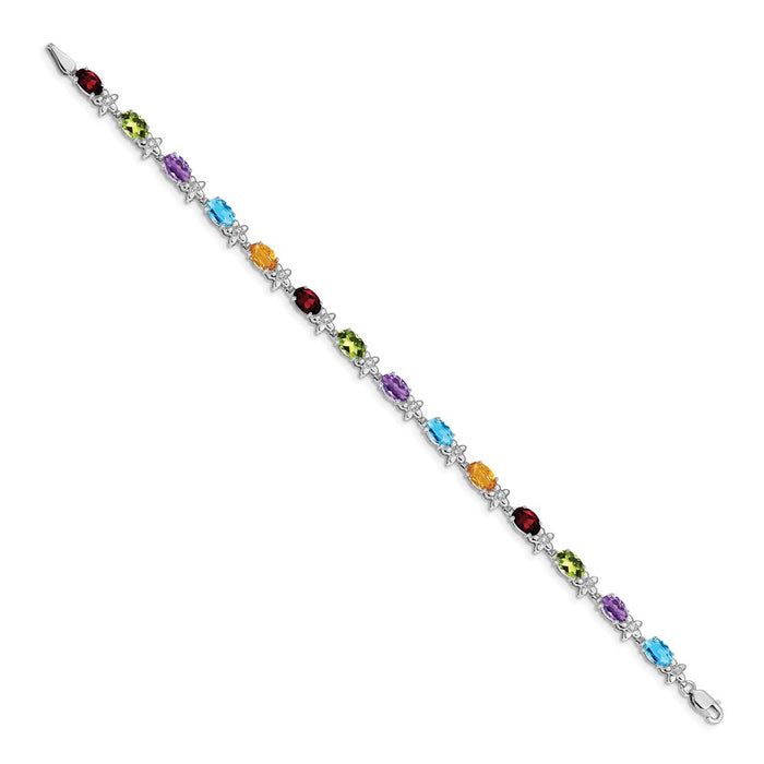 Shop Exclusive 14K White Gold Rainbow Floral Gemstone & Diamond Bracelet-2
