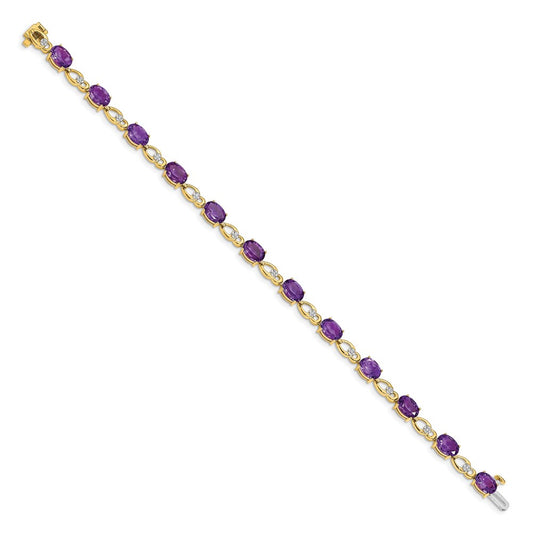 High-Quality 14K Gold Amethyst & Diamond Bracelet - Stylish Luxury Value