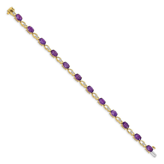High-Quality 14K Gold Amethyst & Diamond Bracelet - Stylish Luxury Value-2