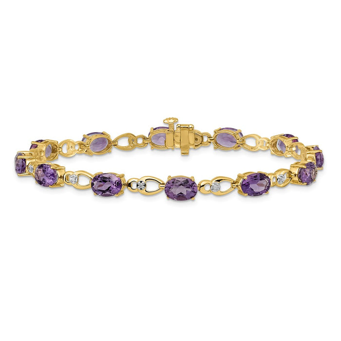 High-Quality 14K Gold Amethyst & Diamond Bracelet - Stylish Luxury Value-3