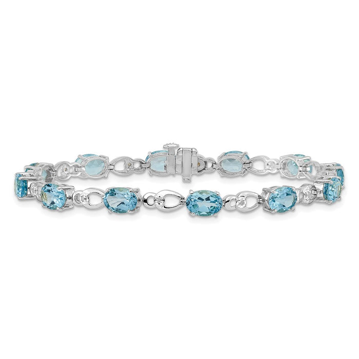 Buy Exclusive 14K White Gold Bracelet with Blue Topaz & Diamond Accents-3