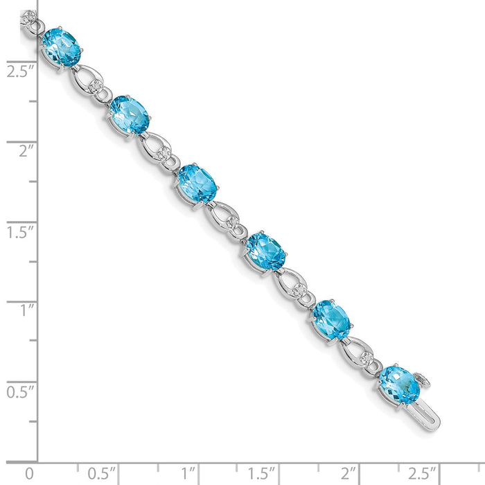 Buy Exclusive 14K White Gold Bracelet with Blue Topaz & Diamond Accents-4