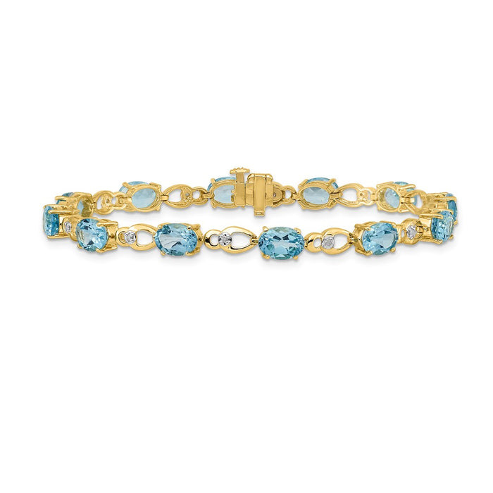 Buy Stylish 14K Gold Blue Topaz & Diamond Bracelet - 7.5" Luxury Design-3