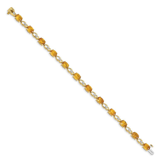 High-Quality 14K Gold Citrine & Diamond Bracelet - Stylish Luxury for Less