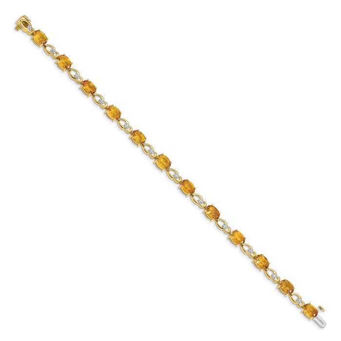 High-Quality 14K Gold Citrine & Diamond Bracelet - Stylish Luxury for Less-2