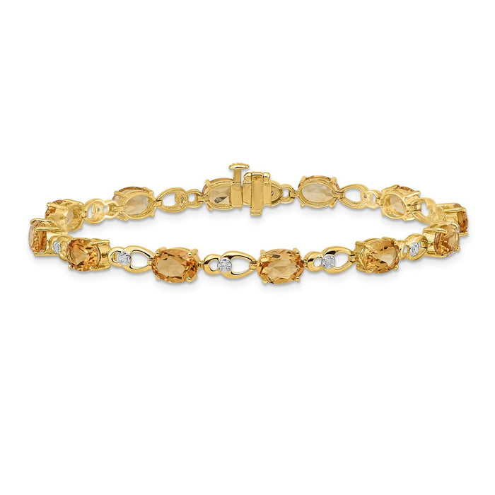 High-Quality 14K Gold Citrine & Diamond Bracelet - Stylish Luxury for Less-3