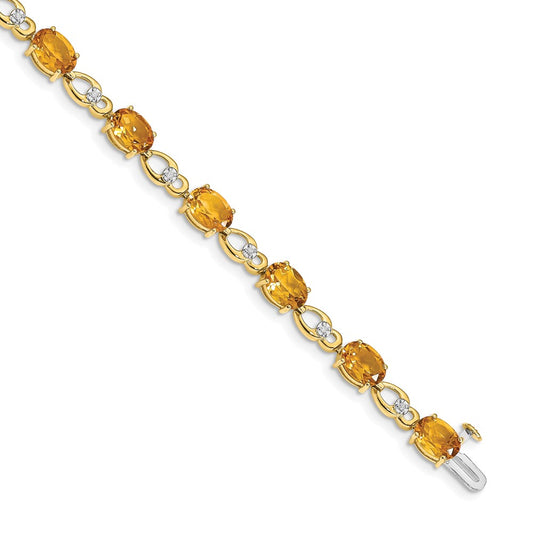 High-Quality 14K Gold Citrine & Diamond Bracelet - Stylish Luxury for Less