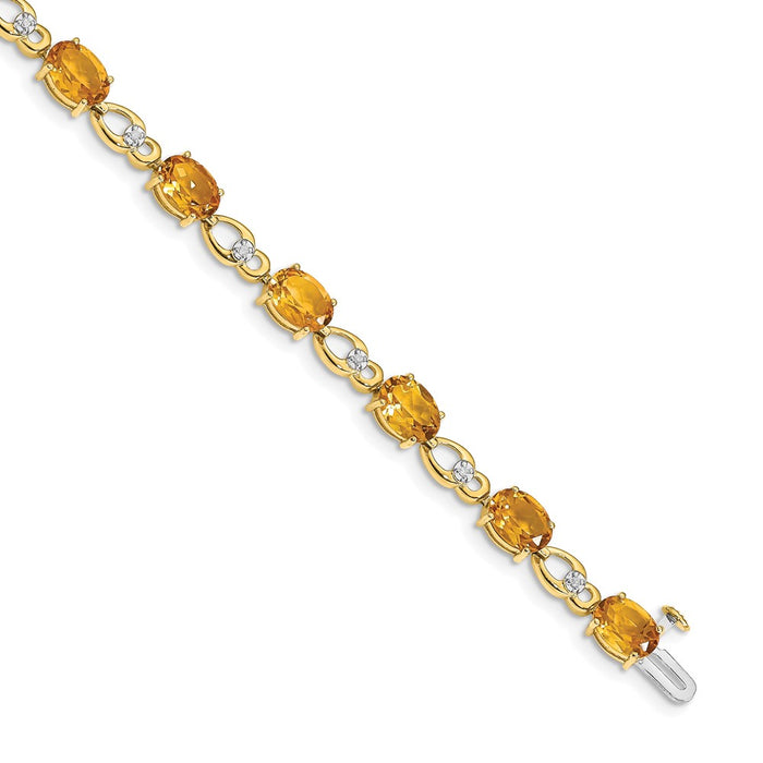 High-Quality 14K Gold Citrine & Diamond Bracelet - Stylish Luxury for Less-1
