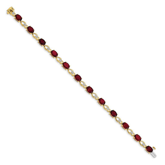 Shop 14K Gold Garnet & Diamond Bracelet - Stylish Luxury Jewelry, 7.5" Long