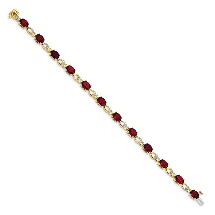 Shop 14K Gold Garnet & Diamond Bracelet - Stylish Luxury Jewelry, 7.5" Long-2