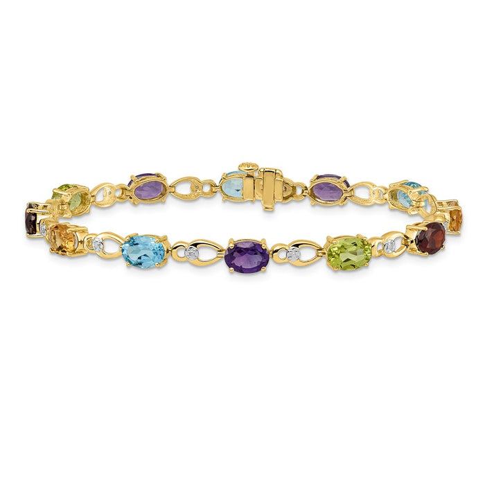 Shop Exclusive 14K Gold Rainbow Gemstone & Diamond Bracelet - Stylish Luxury Design-3