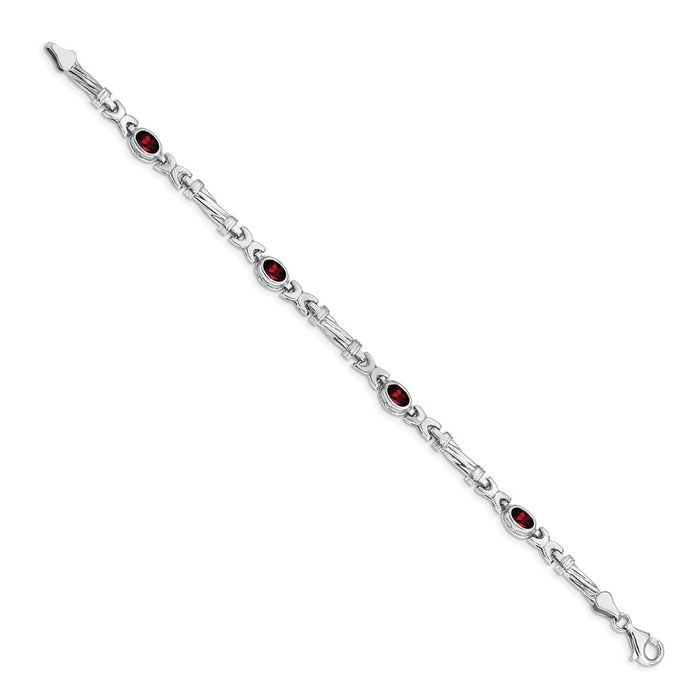 Buy Stylish 14K White Gold Garnet Bracelet - Affordable Luxury Jewelry, 7"-2