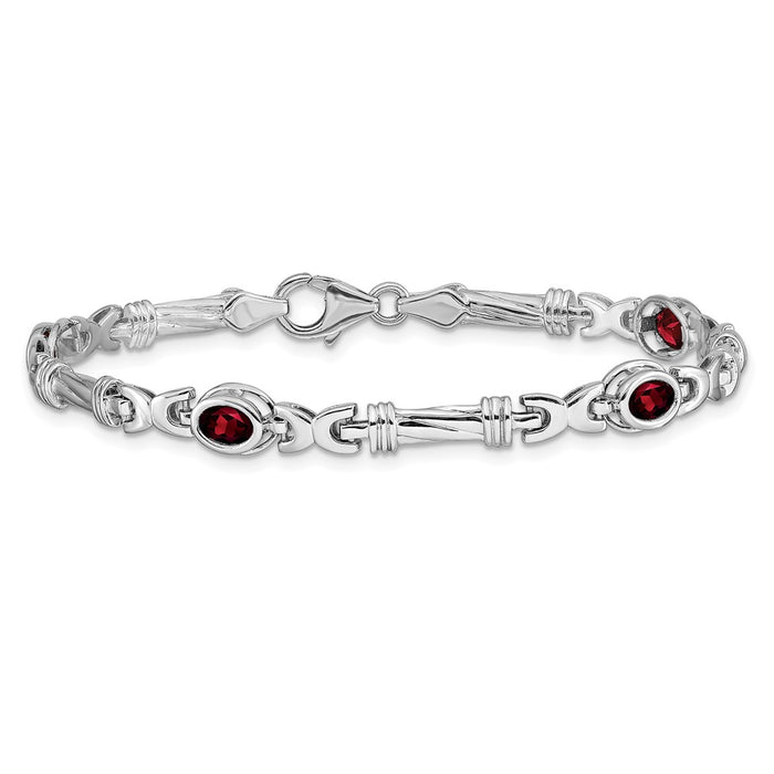 Buy Stylish 14K White Gold Garnet Bracelet - Affordable Luxury Jewelry, 7"-3