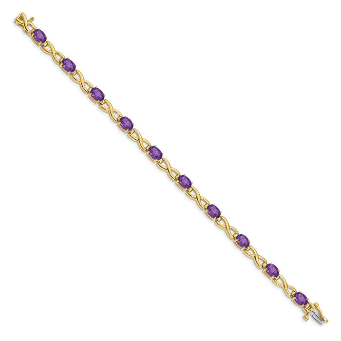 Shop Stylish 14K Gold 7x5mm Oval Amethyst Bracelet - Luxury Value Gift-2
