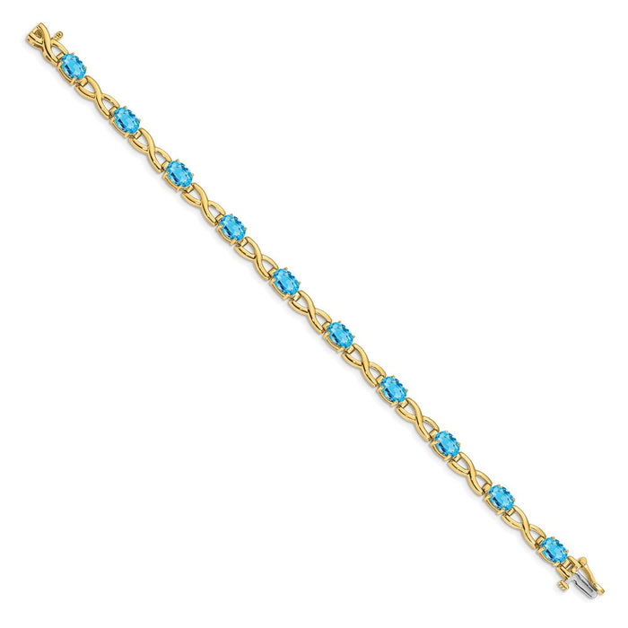 Buy Stylish 14K Gold Bracelet with 7x5mm Oval Blue Topaz - Luxury Value!-2