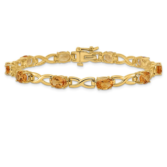 Buy Stylish 14K Gold Bracelet with 7x5mm Oval Citrine - Luxury Value Deal!-3