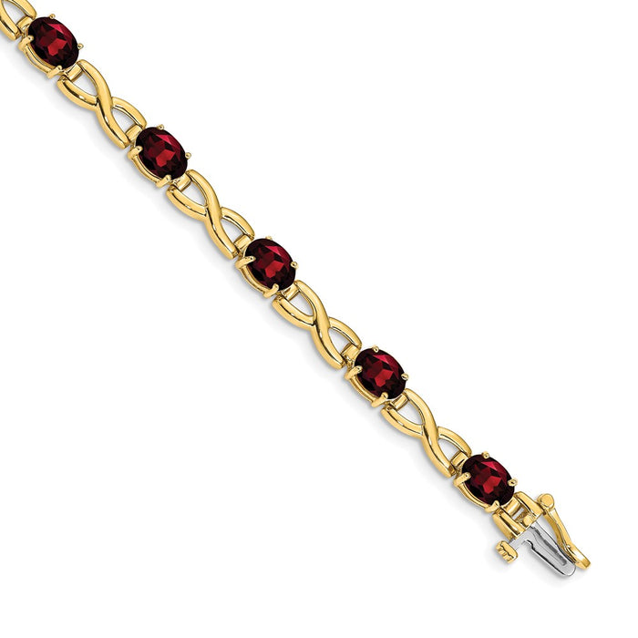 Shop Exclusive 14K Gold Oval Garnet Bracelet, 7x5mm Stones - Stylish Value-1