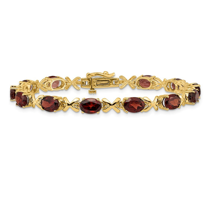 Buy Exclusive 14K Gold Oval Garnet Bracelet - 7x5mm Stones, Stylish Value!-3