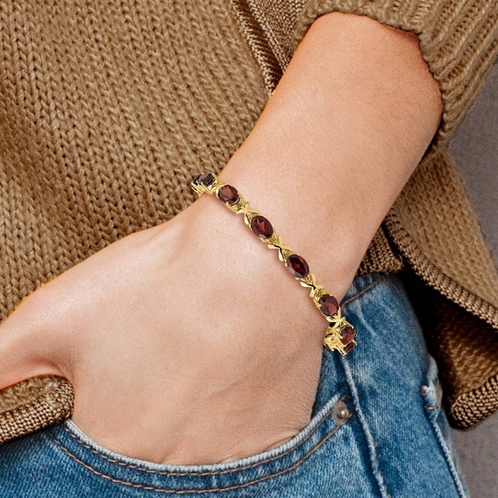 Buy Exclusive 14K Gold Oval Garnet Bracelet - 7x5mm Stones, Stylish Value!-4
