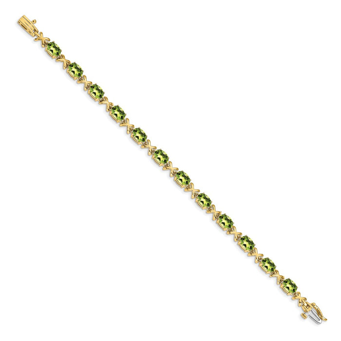 Exclusive 14K Gold 7x5mm Oval Peridot Gemstone Bracelet - Stylish Luxury Value-2
