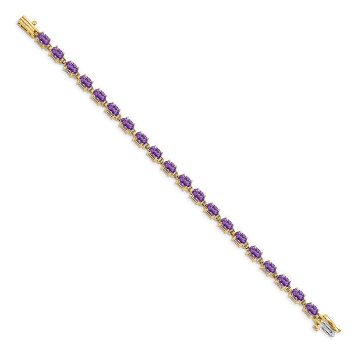Buy Exclusive 14K Gold 6x4mm Oval Cut Amethyst Bracelet - Stylish Luxury Value!-2