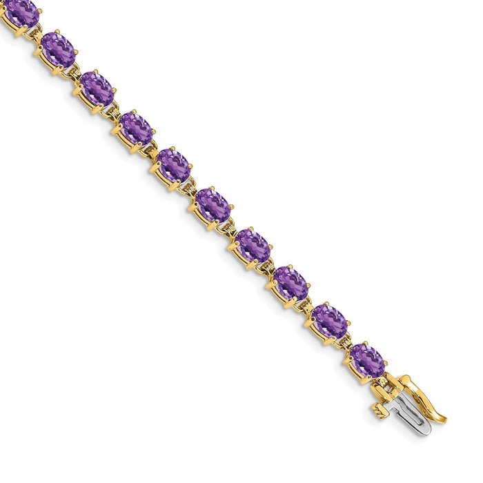Buy Exclusive 14K Gold 6x4mm Oval Cut Amethyst Bracelet - Stylish Luxury Value!-1