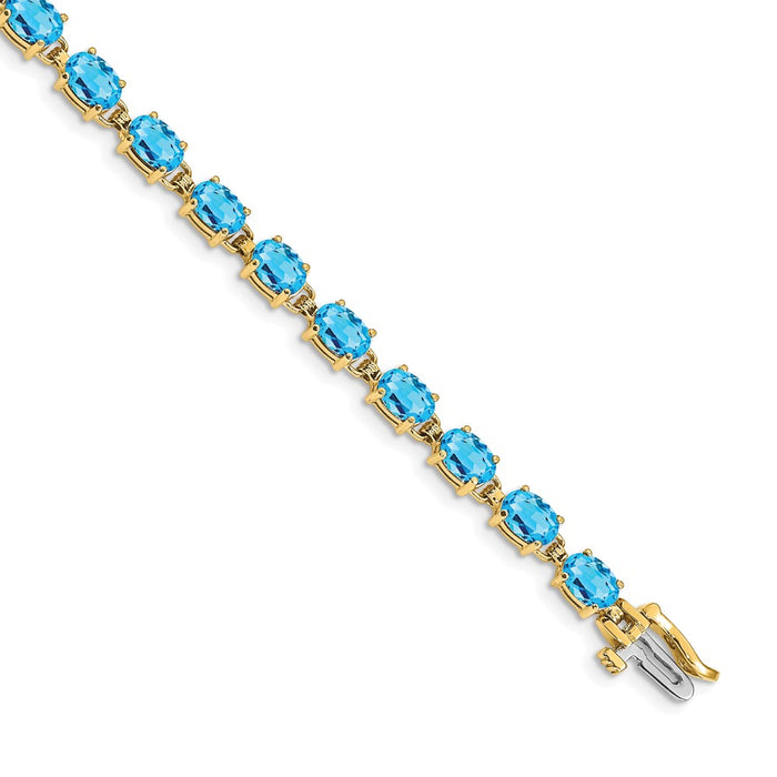 Buy Stylish 14K Gold Bracelet with 6x4mm Oval Blue Gemstone - Luxury Value-1