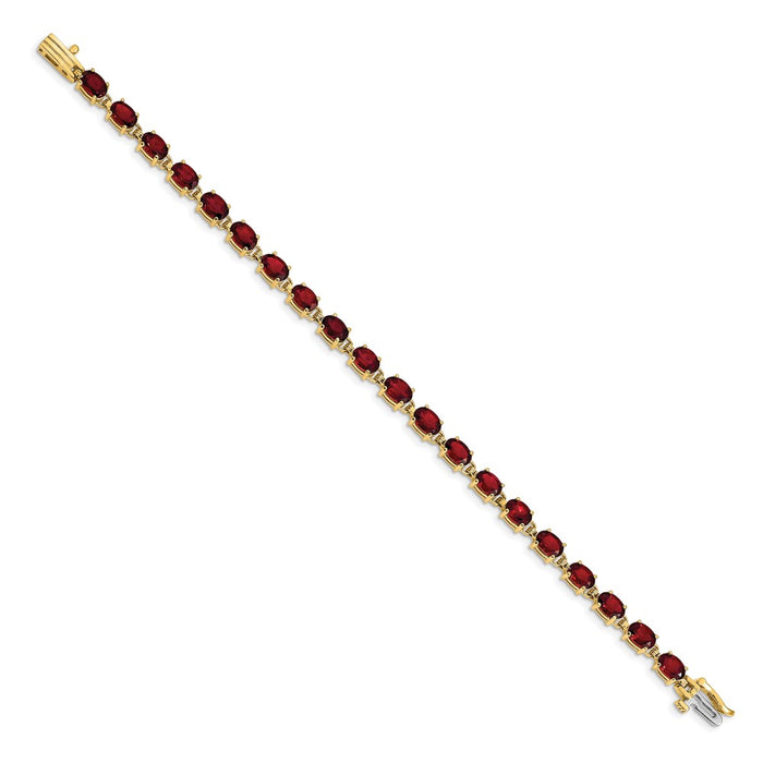 Exclusive 14K Gold 6x4mm Oval Garnet Bracelet - Stylish Luxury Value Offer!-2