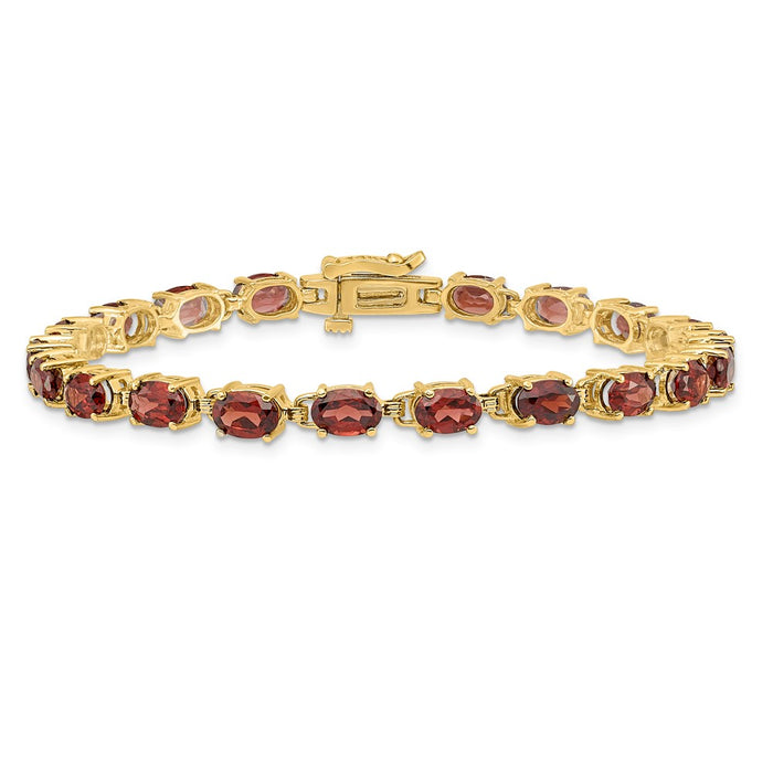 Exclusive 14K Gold 6x4mm Oval Garnet Bracelet - Stylish Luxury Value Offer!-3