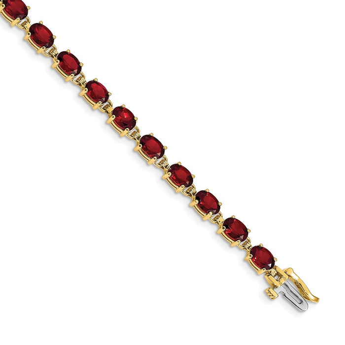 Exclusive 14K Gold 6x4mm Oval Garnet Bracelet - Stylish Luxury Value Offer!-1