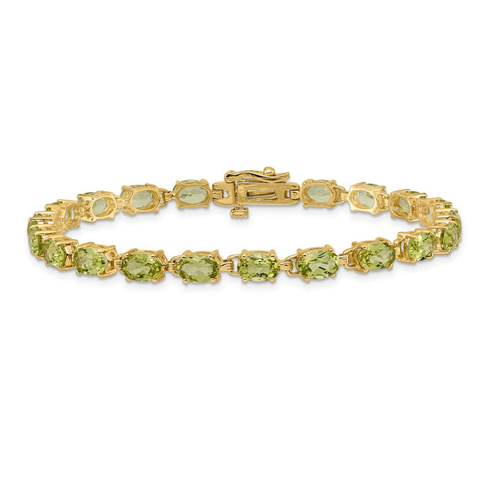 Buy Stylish 14K Gold 6x4mm Oval Peridot Bracelet - Affordable Luxury Gift-3