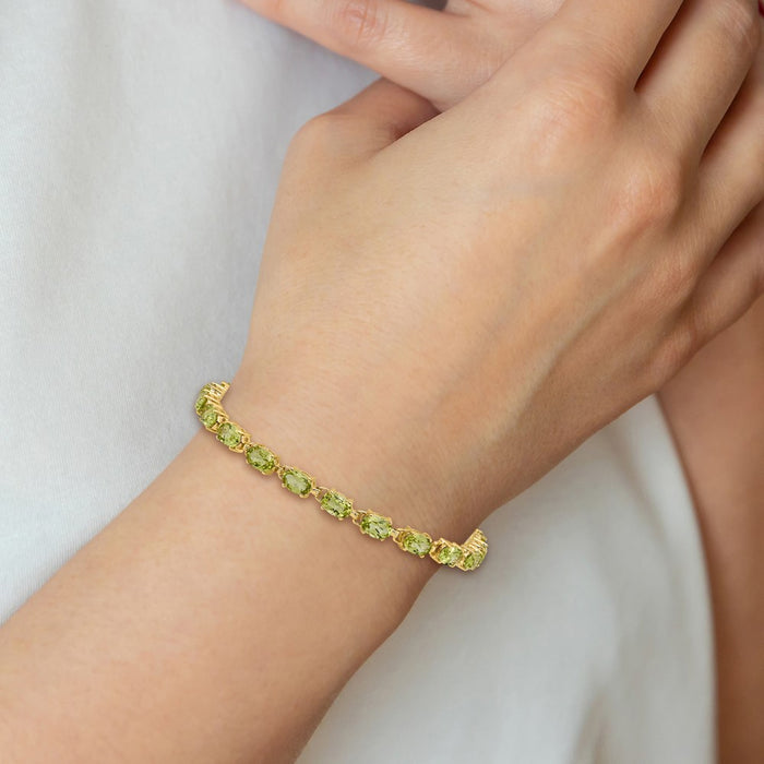 Buy Stylish 14K Gold 6x4mm Oval Peridot Bracelet - Affordable Luxury Gift-4