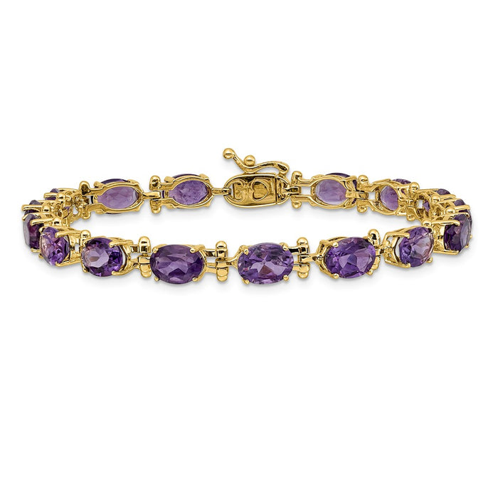 Shop Stylish 14K Gold Amethyst Bracelet - 7" Length, Affordable Luxury Gift-3