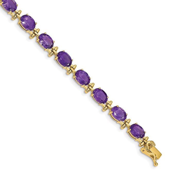 Shop Stylish 14K Gold Amethyst Bracelet - 7" Length, Affordable Luxury Gift-1