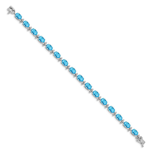 High-Quality 14K White Gold Bracelet with Blue Topaz Accents - Stylish Value!
