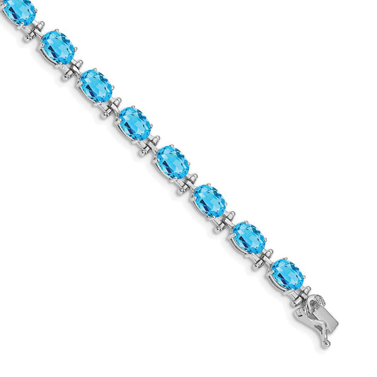High-Quality 14K White Gold Bracelet with Blue Topaz Accents - Stylish Value!