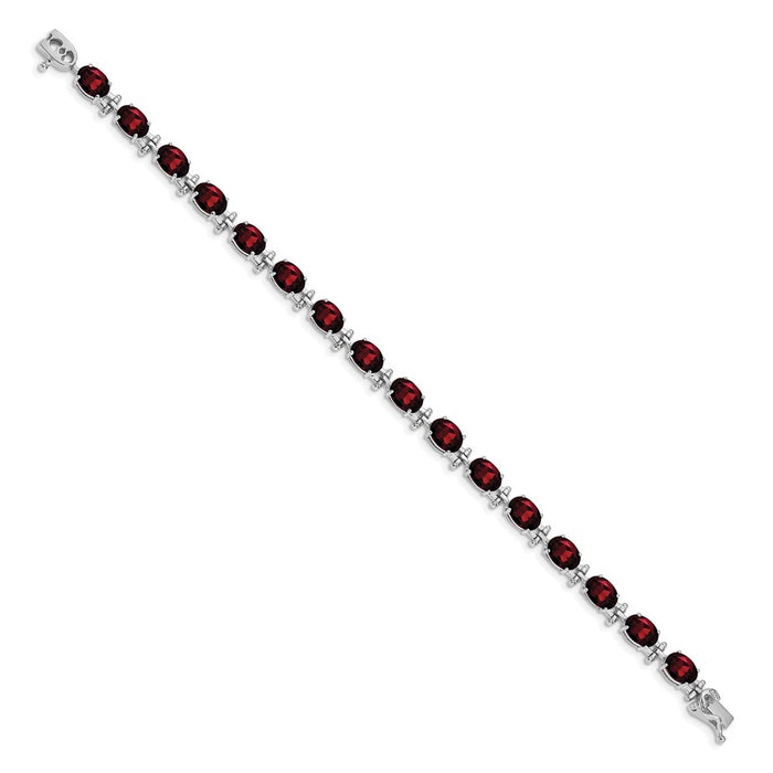 High-Quality 14K White Gold Garnet Bracelet - Stylish & Affordable Elegance-2