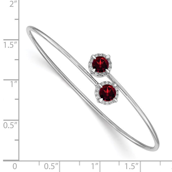 Shop Exclusive 14K White Gold Bangle - Garnet & Diamond Accents, Stylish Design-2