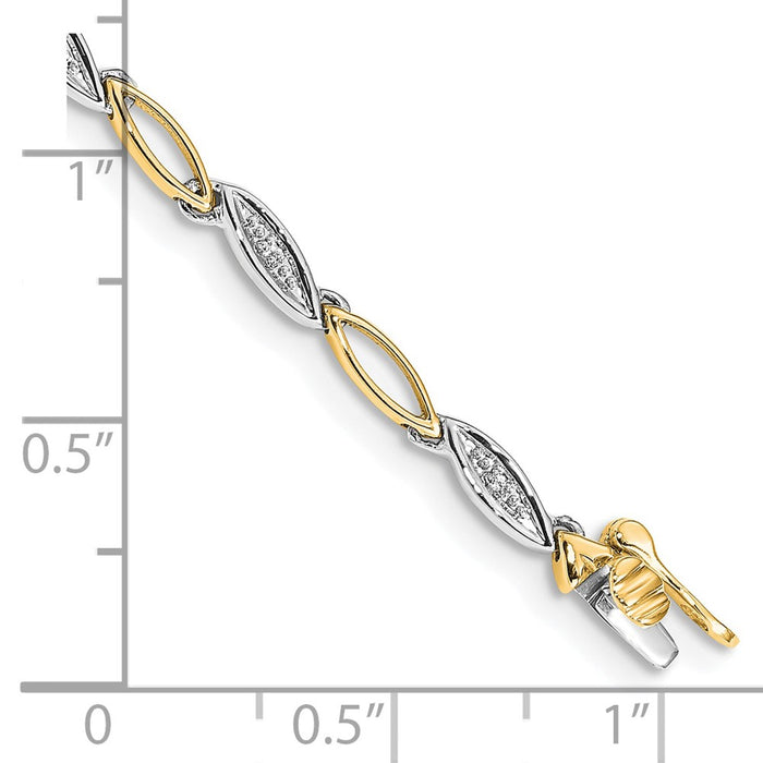 Shop Stylish 14K Two-Tone Diamond Link Bracelet - 7.5 Inches, Luxury Value!-3