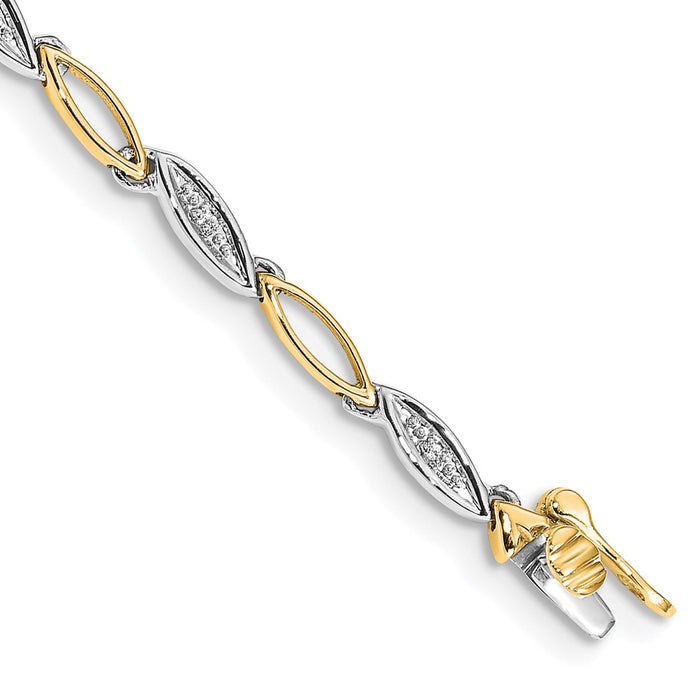 Shop Stylish 14K Two-Tone Diamond Link Bracelet - 7.5 Inches, Luxury Value!-1