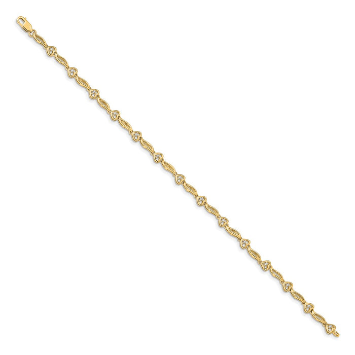 Exclusive 14K Yellow Gold Diamond Heart Tennis Bracelet - Stylish & Affordable-2