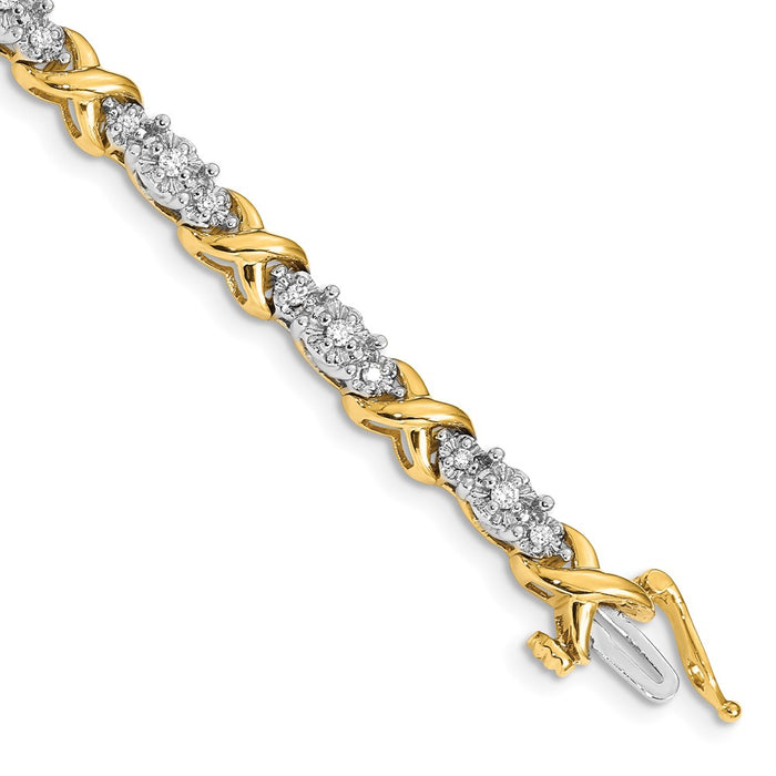 Shop Exclusive 14K Two-Tone Diamond X Design Bracelet - Stylish Luxury Jewelry-1