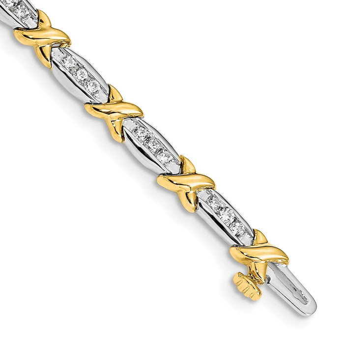Exclusive 14K Two-Tone Polished Fancy Diamond Bracelet - 6.5 Inches, Stylish Value-1