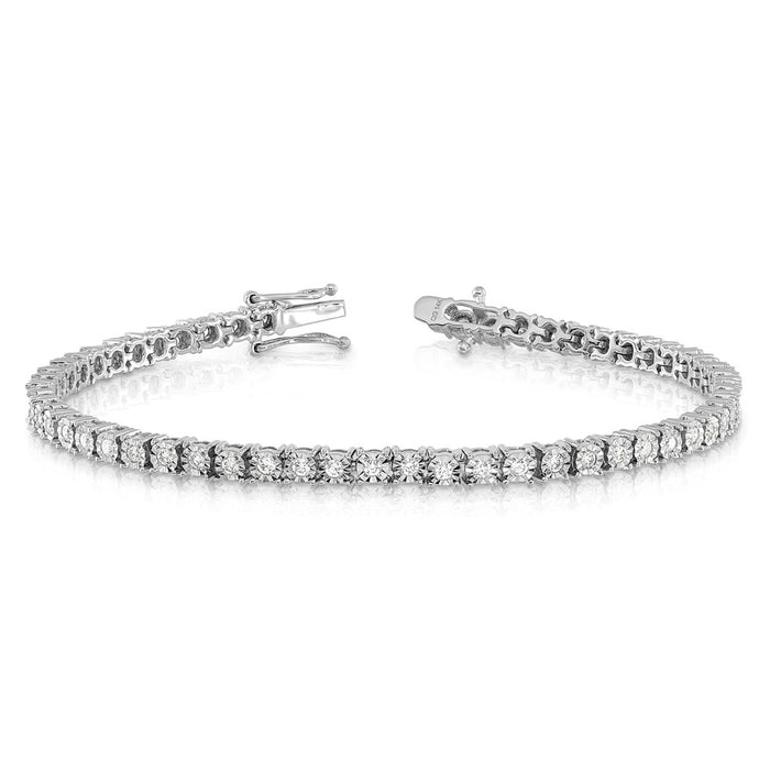Buy Stylish 14K White Gold Diamond Bracelet, 7.5", Illusion Setting, Luxury-3