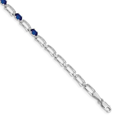 Buy Stylish 14K White Gold Sapphire Bracelet - 7.5" Elegance & Value