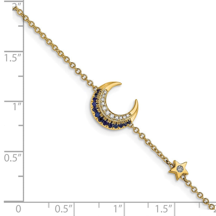 Shop Stylish 14K Gold Diamond & Sapphire Moon and Star Bracelet - 7"-3
