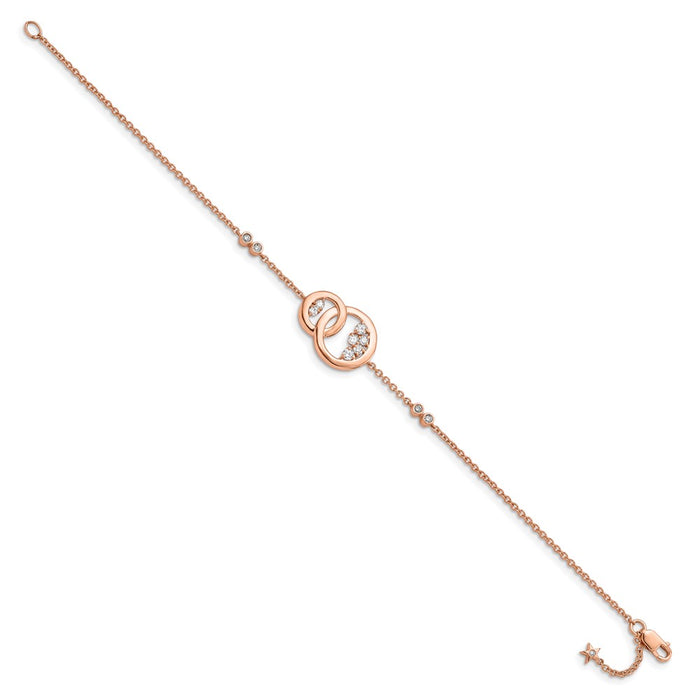 Buy Stylish 14K Rose Gold Diamond Double Circle Bracelet - 7 Inches-2