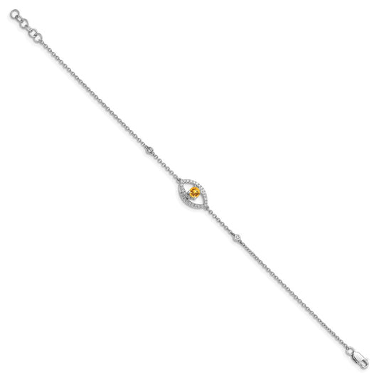 Shop 14K White Gold Bracelet with Diamonds & Citrine, 0.5-Inch Extension - Luxury Style