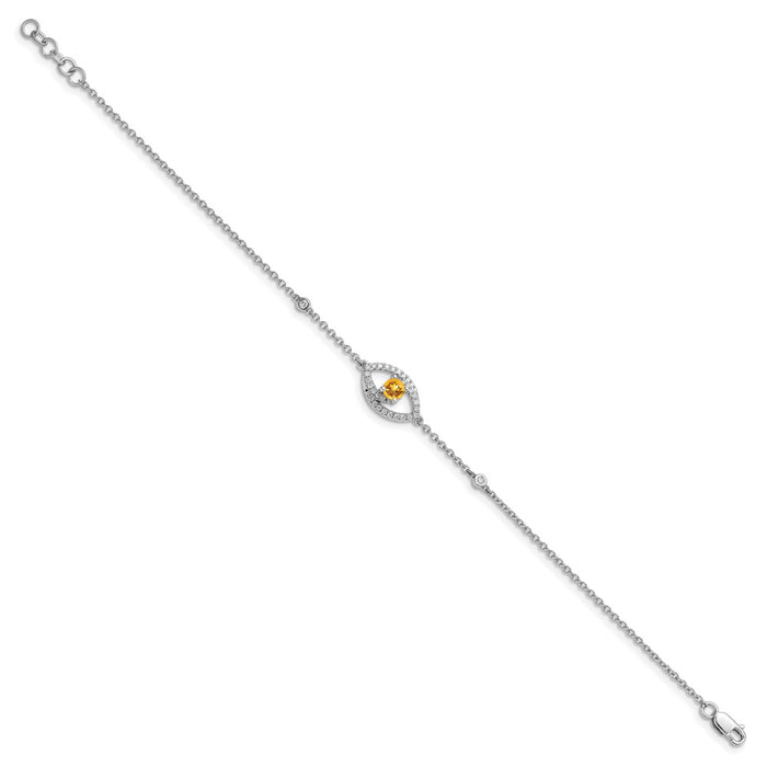 Shop 14K White Gold Bracelet with Diamonds & Citrine, 0.5-Inch Extension - Luxury Style-2
