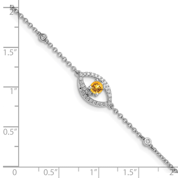 Shop 14K White Gold Bracelet with Diamonds & Citrine, 0.5-Inch Extension - Luxury Style-3